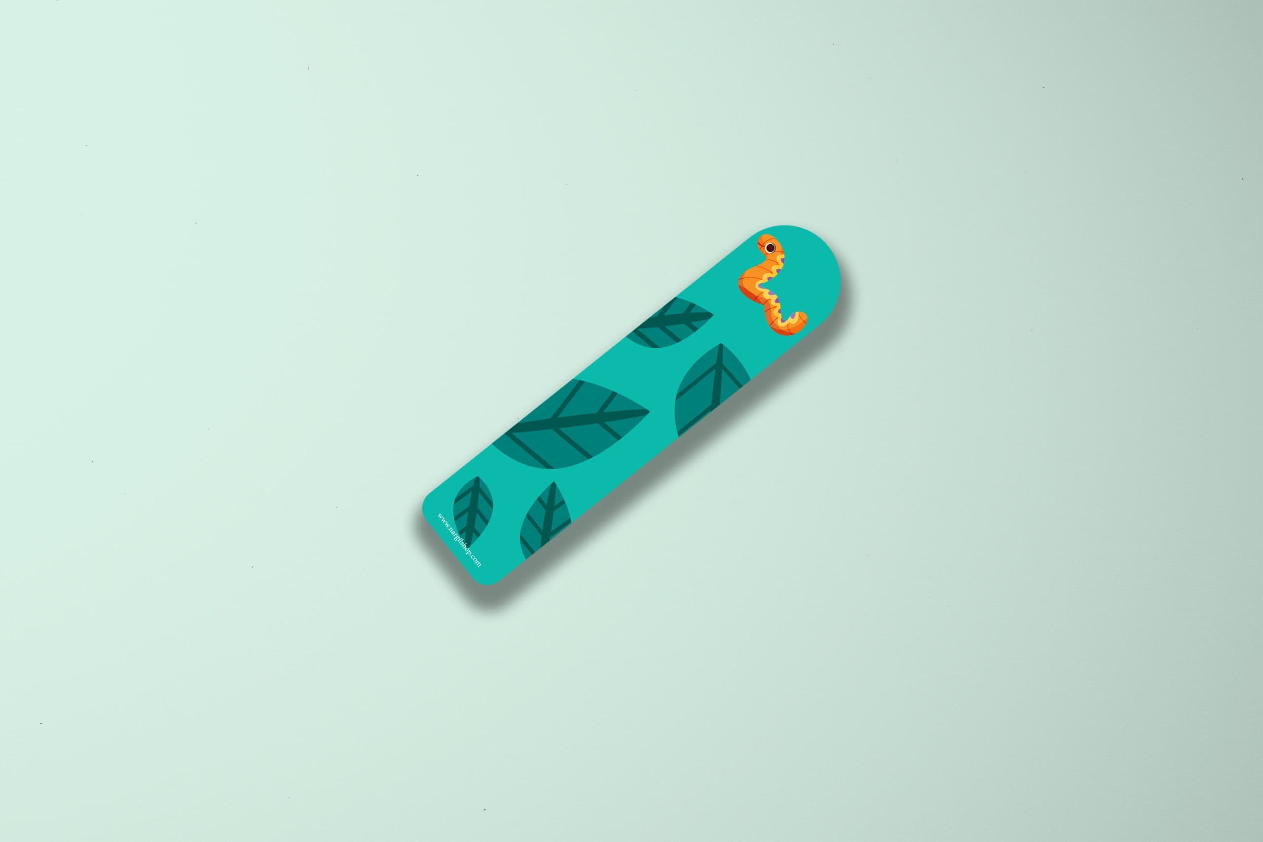 بوک مارک | نشانگر کتاب مدل کرم ابریشم و گل 02 | Worm and Flower Bookmark 02