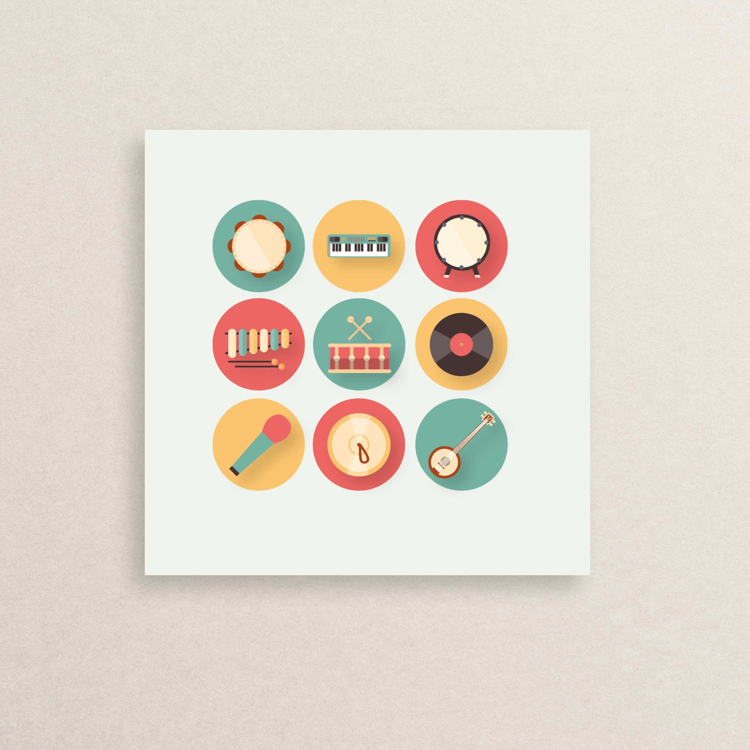 پک استیکر 9 تایی سازهای موسیقی 01 | nine Instrument Sticker pack 01