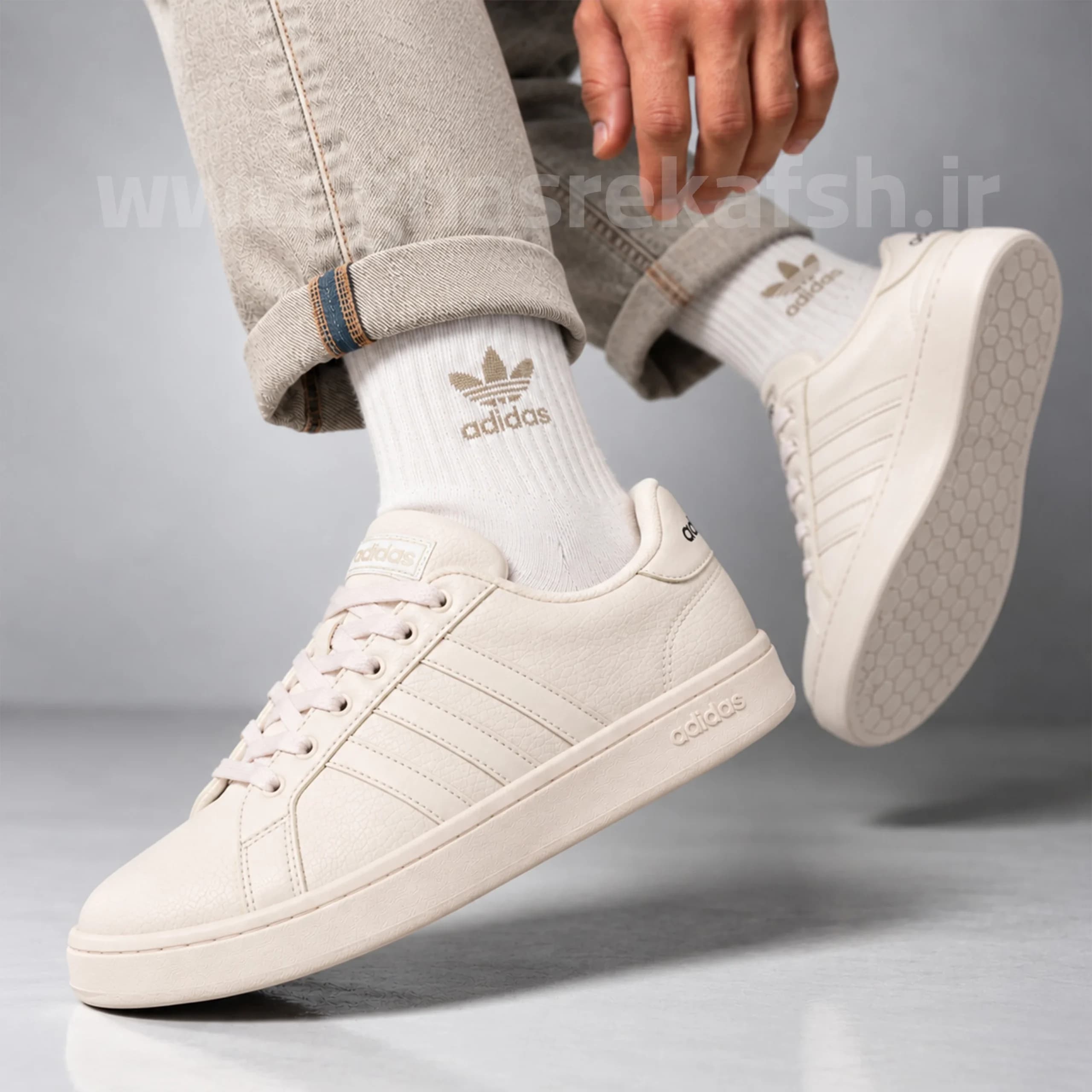 کتونی آدیداس گرند کورت ADIDAS GRAND COURT مردانه کرم کد 2265