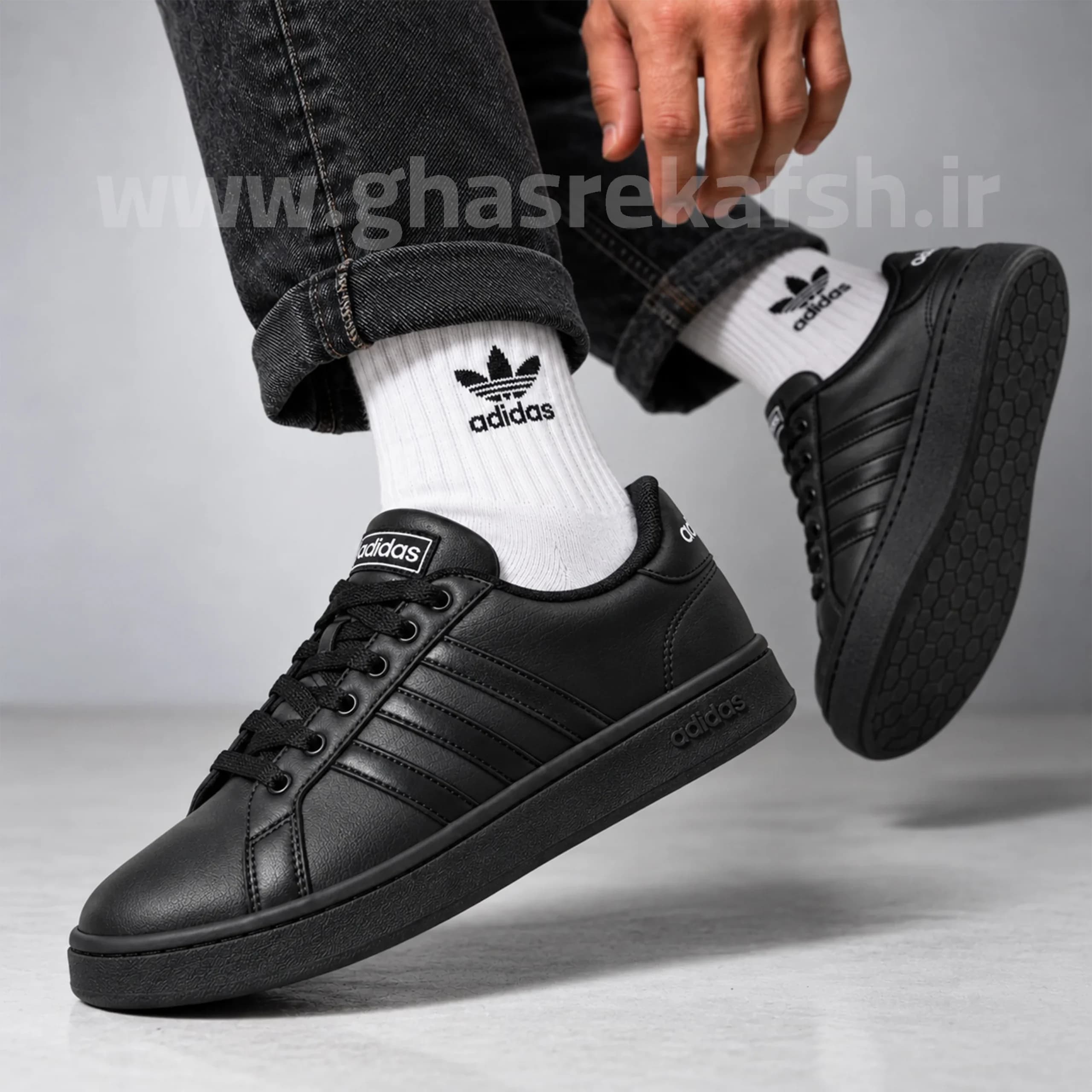 کتونی آدیداس گرند کورت ADIDAS GRAND COURT مردانه مشکی کد 758