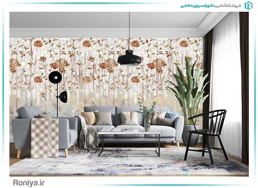 پوستر دیواری سه بعد طرح گل و برگ کد AB-039 — تصویر ۲