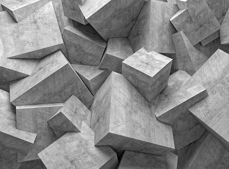 پوستر دیواری سه بعدی مکعب های بتنی کد 3D-041 — تصویر ۲