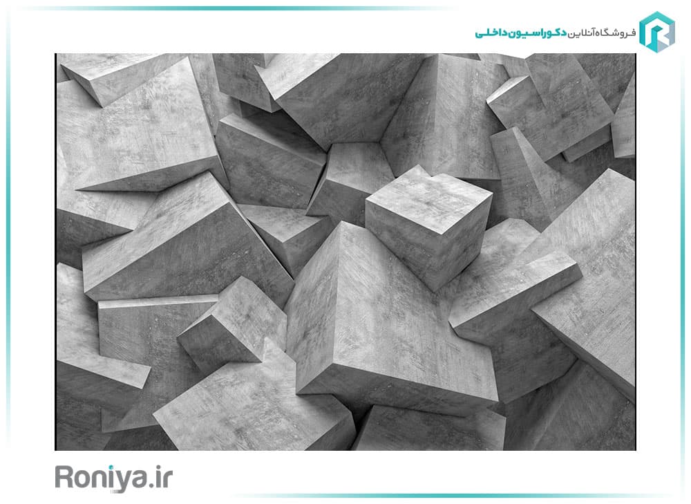 پوستر دیواری سه بعدی مکعب های بتنی کد 3D-041