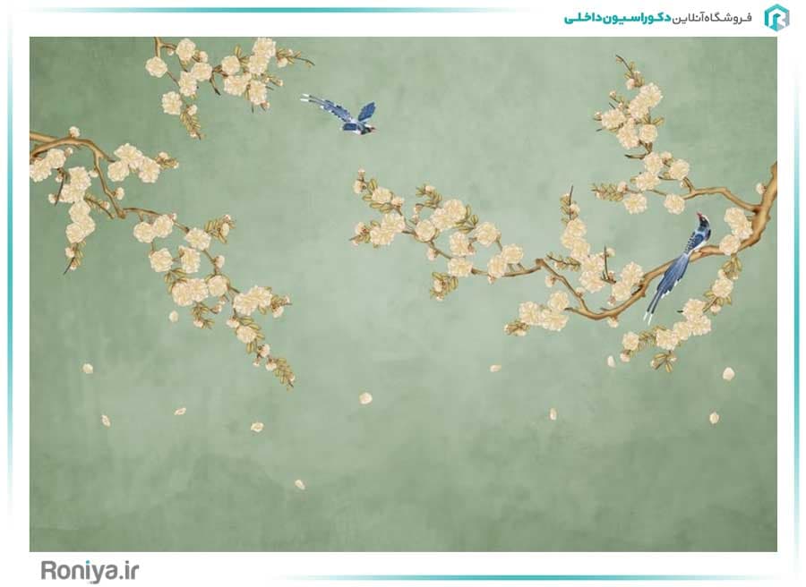 پوستر دیواری سه بعدی شکوفه های طلایی کد NT-161 — تصویر ۳