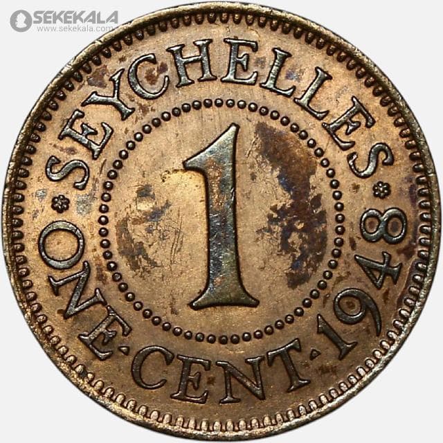 سکه 1 سنت کمیاب سیشل مستعمره بریتانیا 1948 (جرج ششم)(AU)