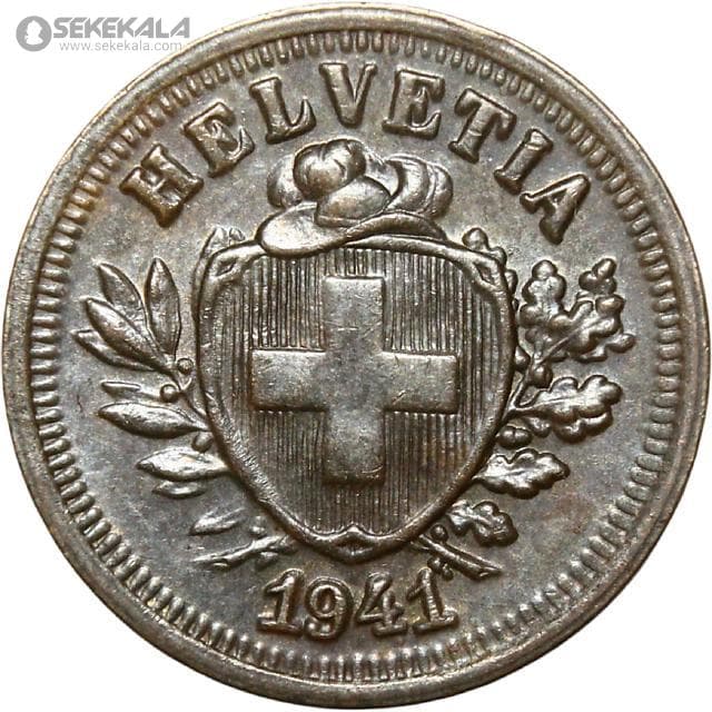 سکه 1 راپن کمیاب سوئیس 1941 (AU)