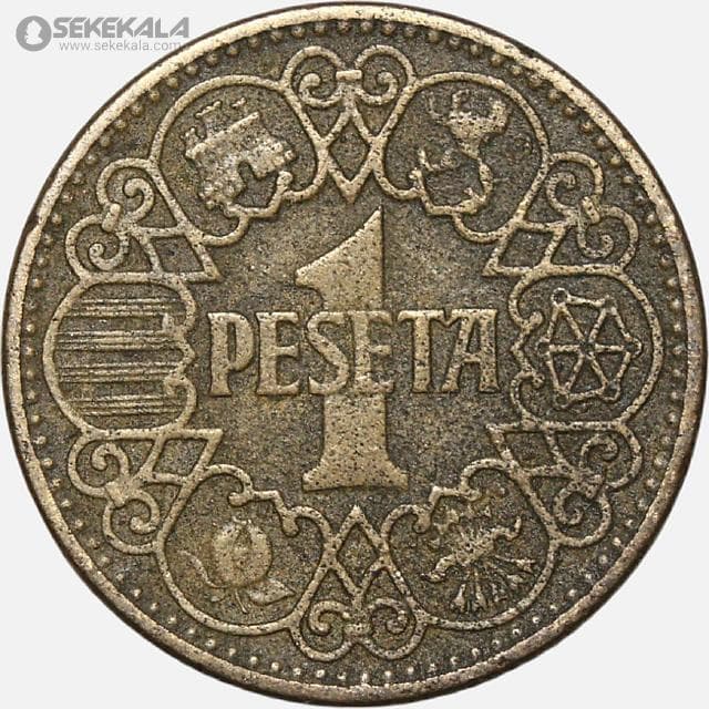 سکه 1 پزوتا اسپانیا 1944 (فرانسیسکو فرانکو)