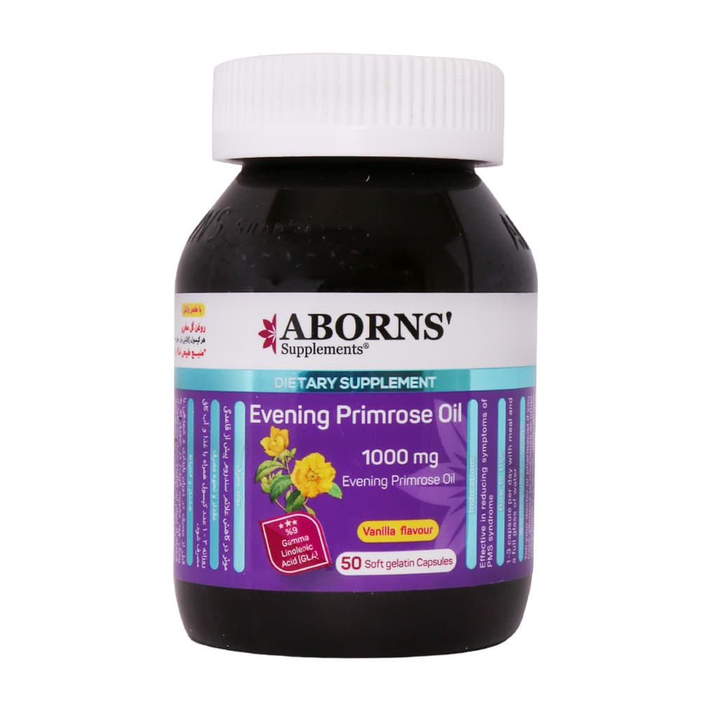 کپسول ژلاتینی روغن گل مغربی 1000 میلی گرم ابورنز 50 عددی Aborns Evening Primrose Oil 1000 mg 50 Soft Gelatin Capsules