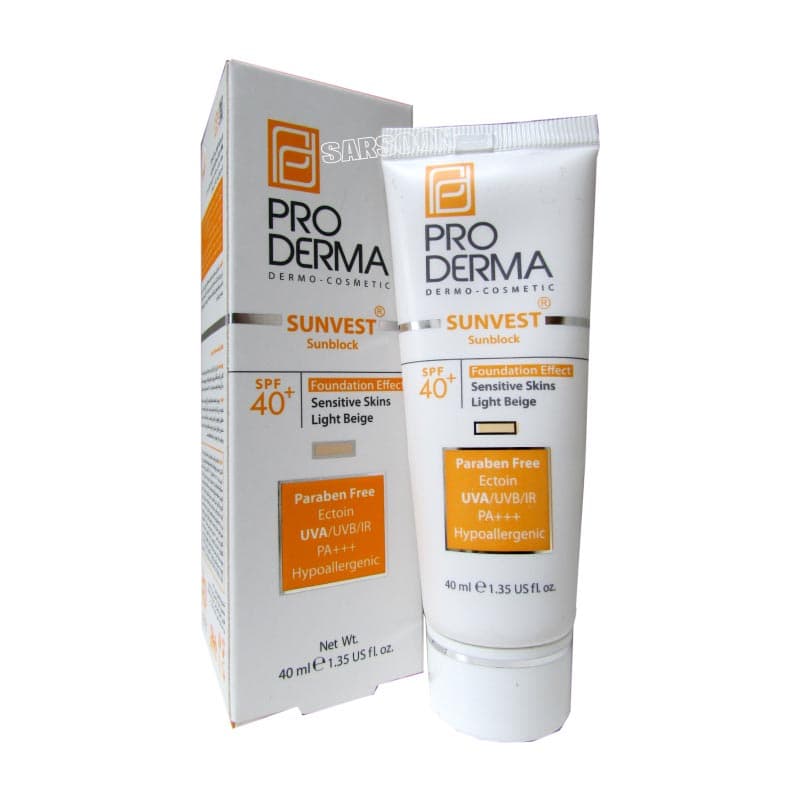 کرم ضد آفتاب مینرال رنگی پرودرما ⁺SPF40 مناسب پوست های حساس لایت بژ ۴۰ میلی لیتری — تصویر ۲
