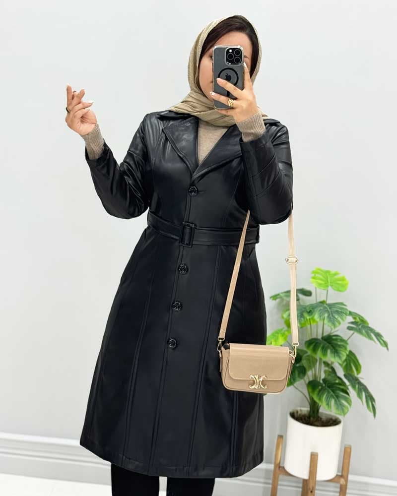 پالتو چرم یقه انگلیسی کد۴۵۲۳۸۱