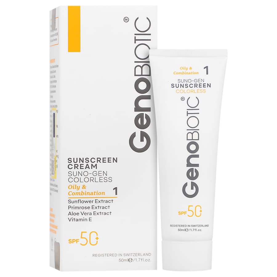 کرم ضد آفتاب SPF50 ژنوبایوتیک 1 مناسب پوست چرب و مختلط 50 گرمی