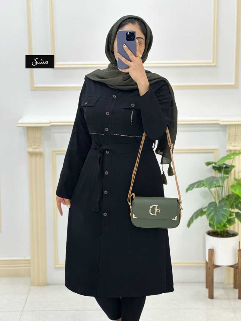 مانتو تنسل یقه مردانه دخترانه کد82705 — تصویر ۳
