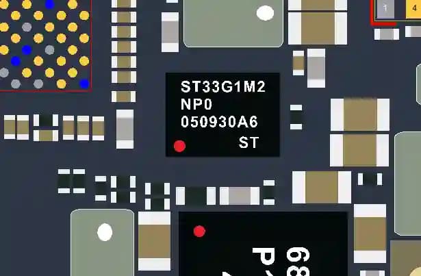آی سی میکروکنترلر آیفون 11 پرو مکس | (VINYL_K)(U_SIM)(IC eSIM Data Recorder iPhone 11 Pro Max (ST33G1M2STL9ENJ0