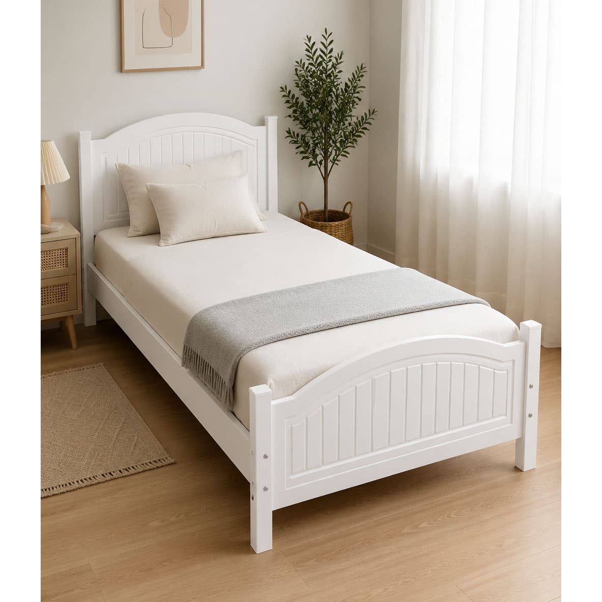 تخت خواب یک نفره مدرن طرح شیاردار روکش وکیوم MDF کد729- لمین وود — تصویر ۲