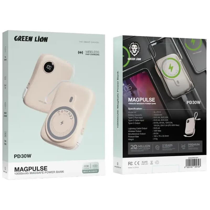 پاور بانک بی سیم فست شارژ گرین لاین MagPulse GL-PX18 PD 30W ظرفیت 10000 میلی آمپر ساعت — تصویر ۷
