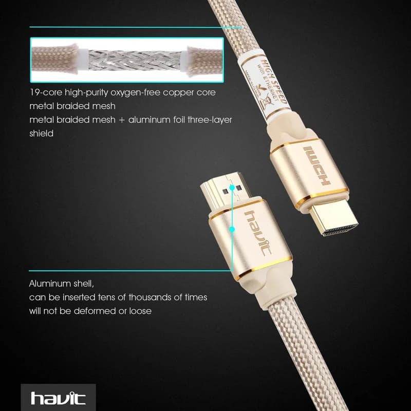 کابل HDMI هویت مدل HV-71X HDMI طول 3 متر رنگ طوسی کدM17864 — تصویر ۲