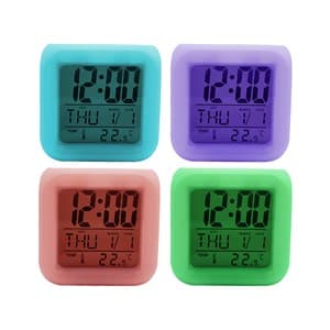 ساعت دیجیتال رومیزی (اصل) دارای دماسنج و الارم دار مدل تغییر رنگ RGB بسته 1 عددی — تصویر ۲