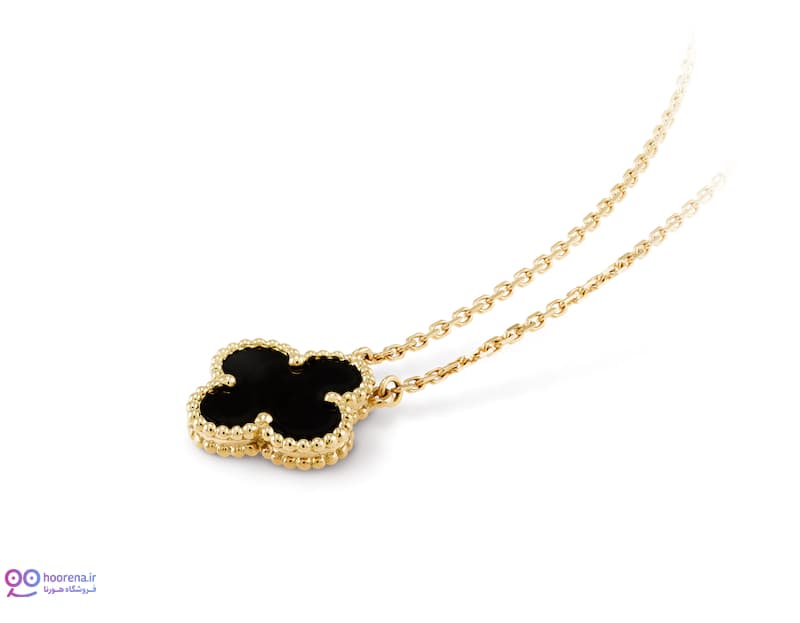 گردنبند زنانه طلا ونکلیف مدل الحمبرا مشکی Onyx — تصویر ۲