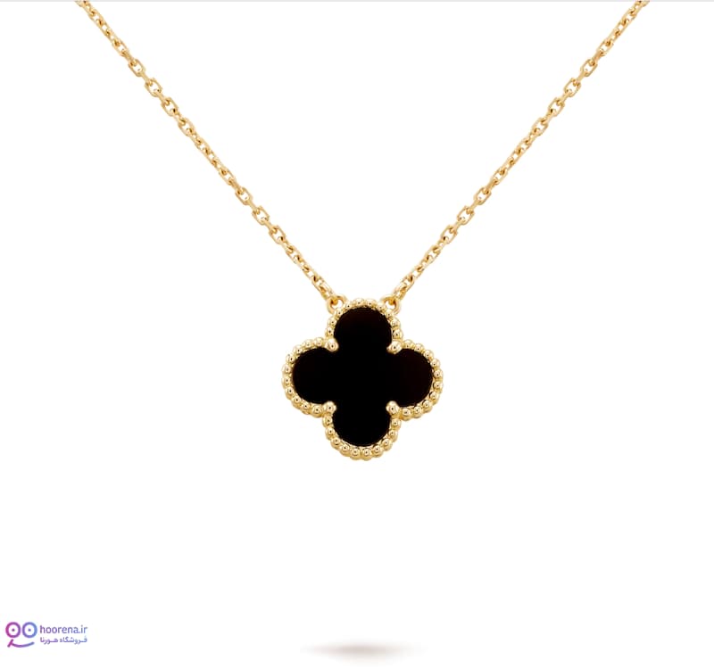 گردنبند زنانه طلا ونکلیف مدل الحمبرا مشکی Onyx