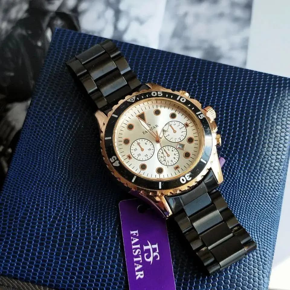 ساعت مچی طرح ROLEX (مشکی صفحه طلایی) کد 4465