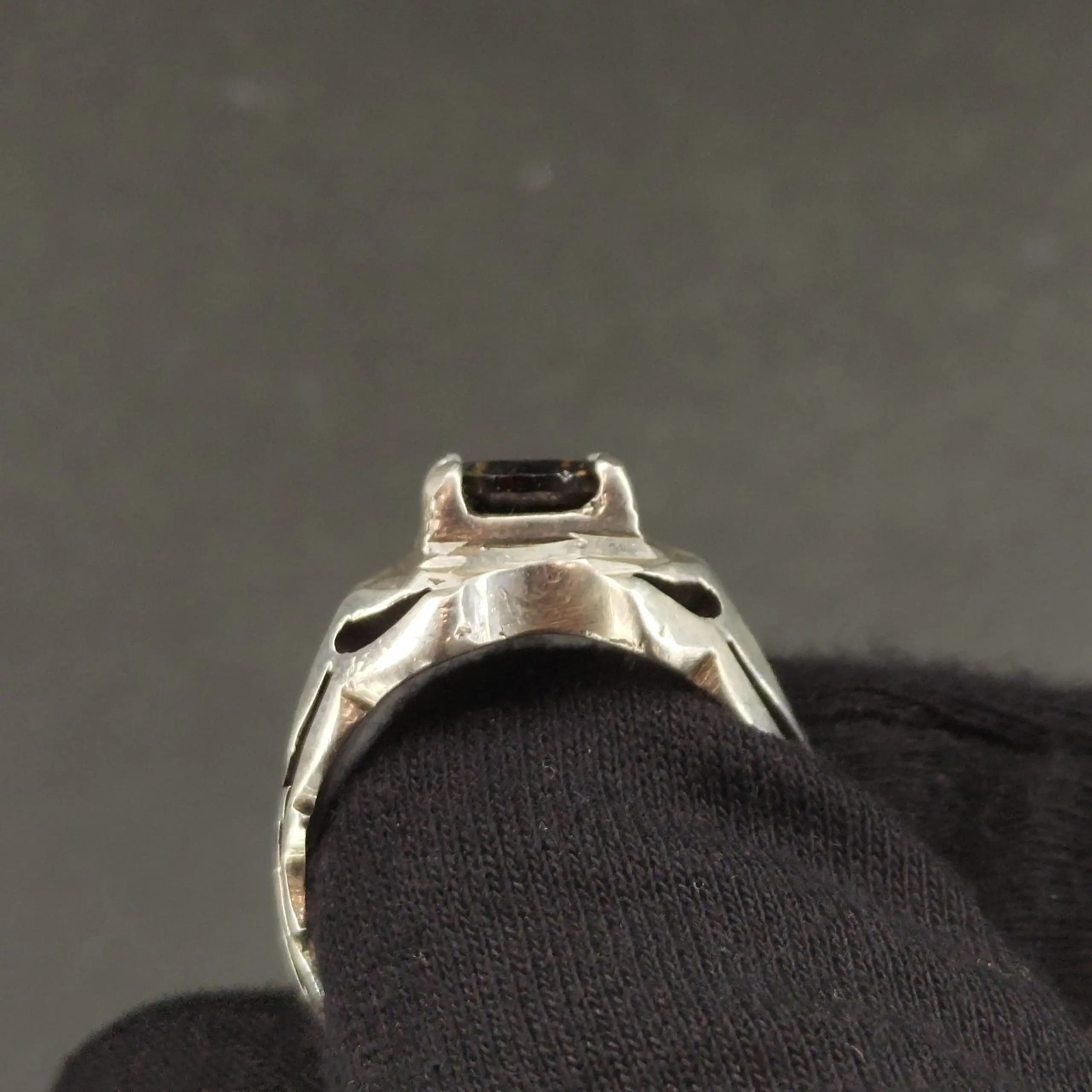 انگشتر نقره جواهری مردانه موزانایت ( الماس روسی ) بینظیر — تصویر ۶
