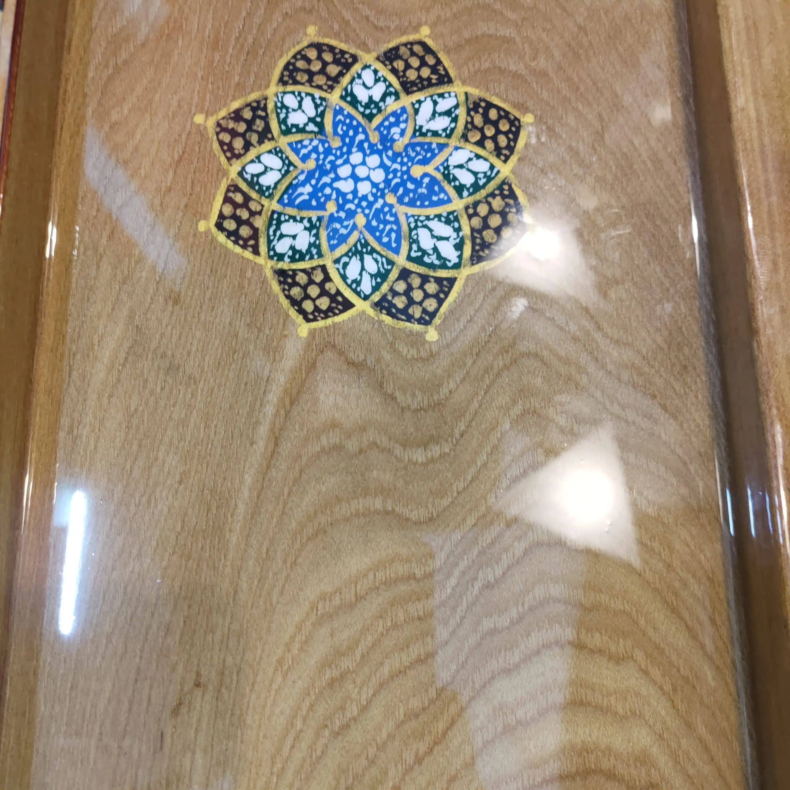 تخته نرد دست ساز گردو خاتم و پرداز بینظیر دور گرد سایز 50 — تصویر ۶