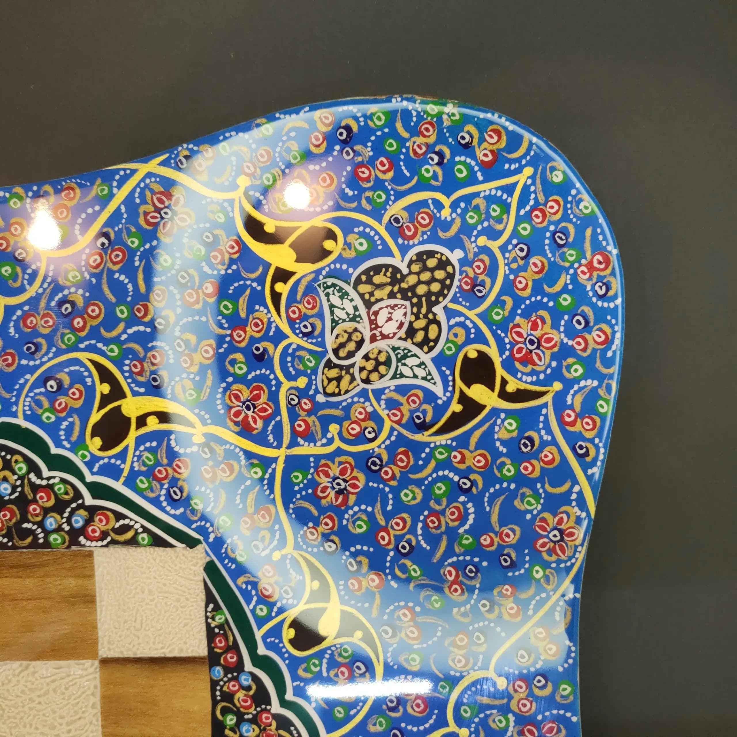 تخته نرد دست ساز گردو خاتم و پرداز بینظیر دور گرد سایز 50 — تصویر ۲