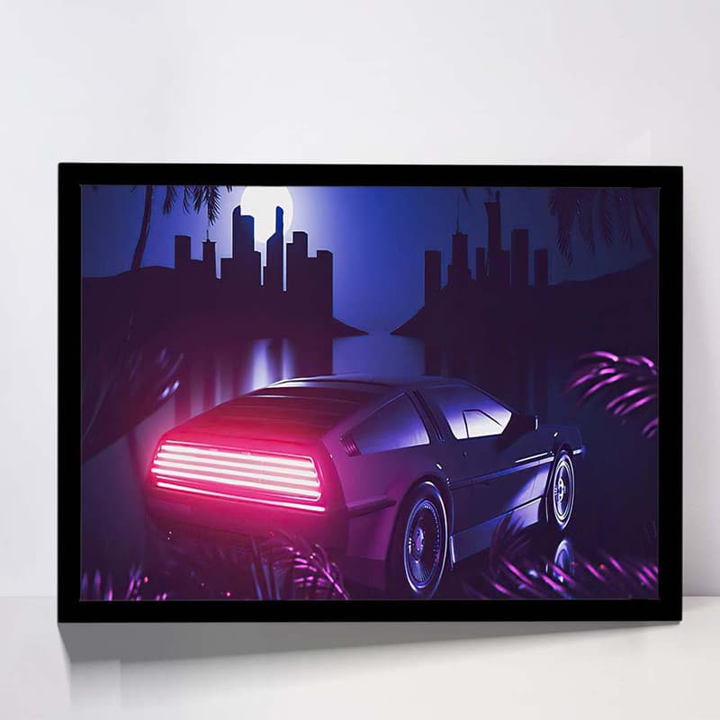 تابلو مدل delorean retrowave miami