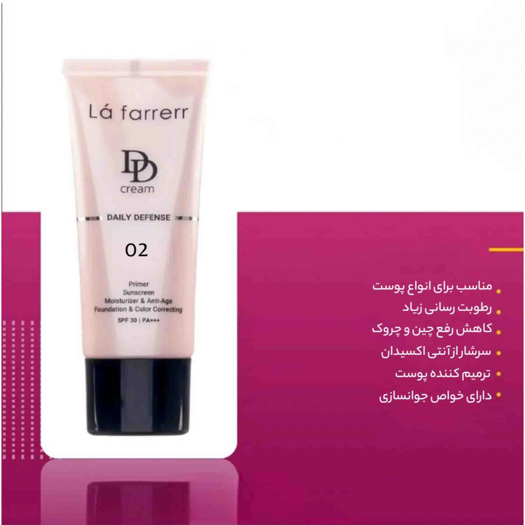 دی دی کرم رنگی لافارر SPF 30 02 انواع پوست حجم 33 میلی لیتر — تصویر ۵