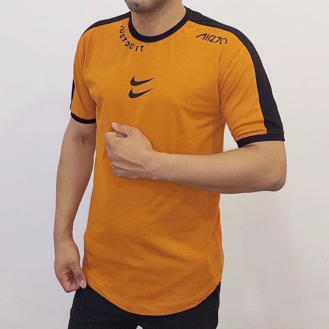 تیشرت مردانه نایک NIKE رنگ آجری مشکی آستین کش