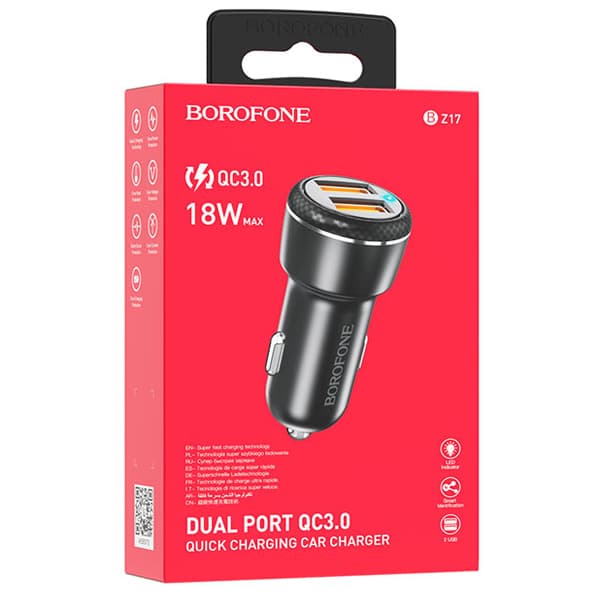 شارژر فندکی بروفون مدل BZ17 QC 3 دو پورت — تصویر ۲