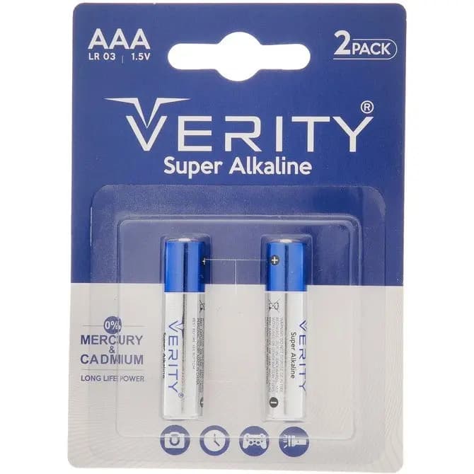باتری دوتایی نیم قلمی Verity Super Alkaline LR03 1.5V AAA