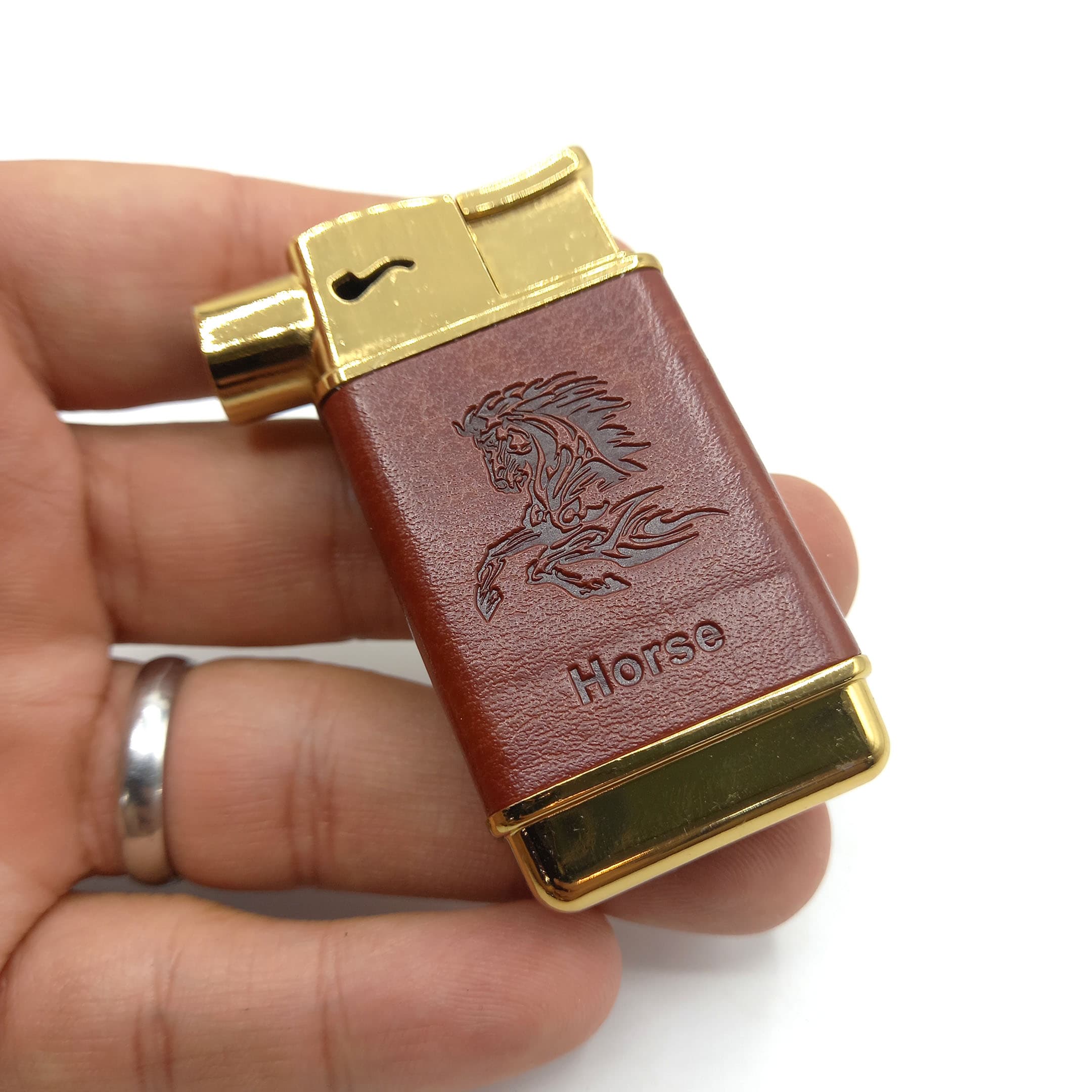 فندک گازی اتمی روکش چرم مخصوص پیپ کد S120087 — تصویر ۳