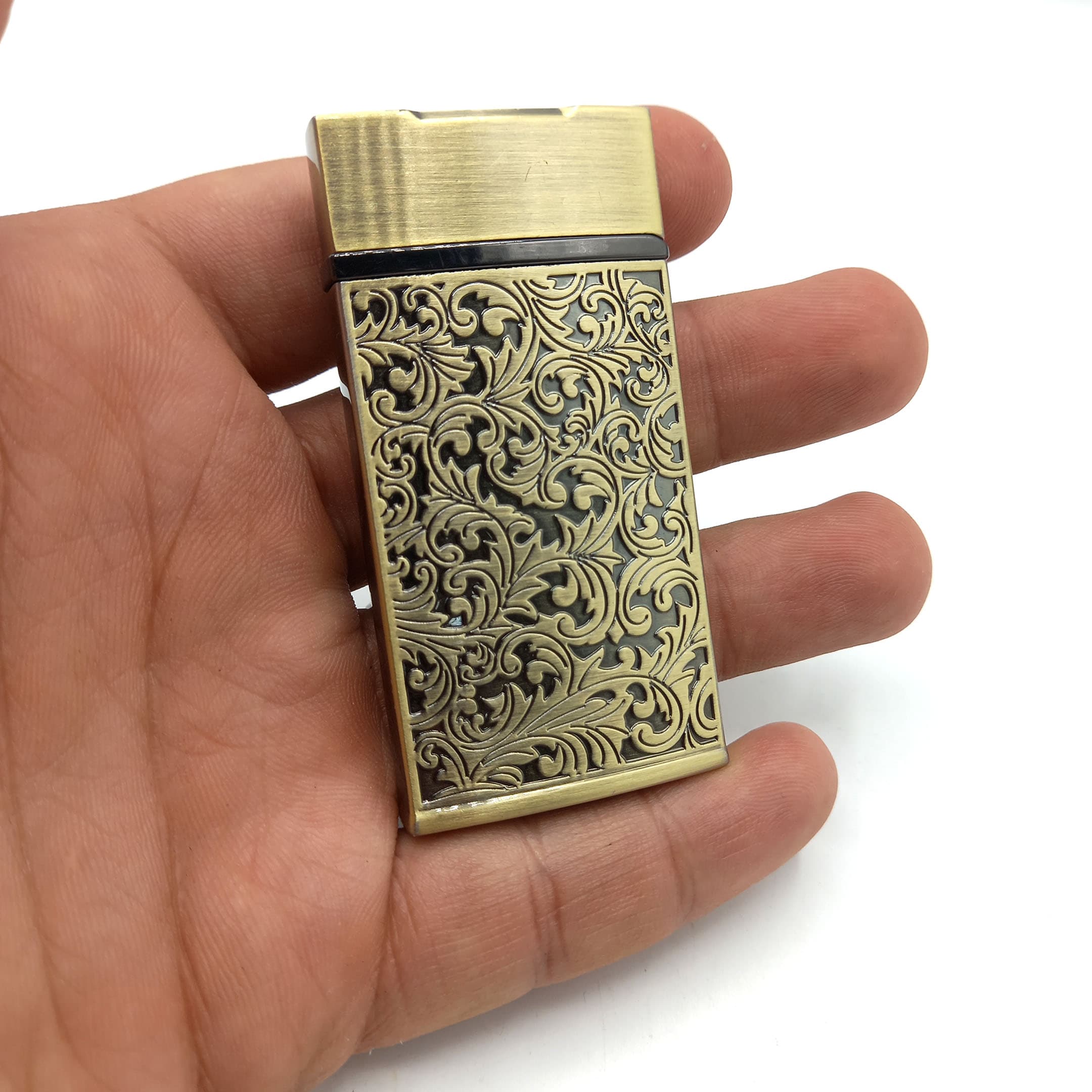 فندک گازی اتمی طرح اسلیمی زیتونی رنگ کد S120074 — تصویر ۲
