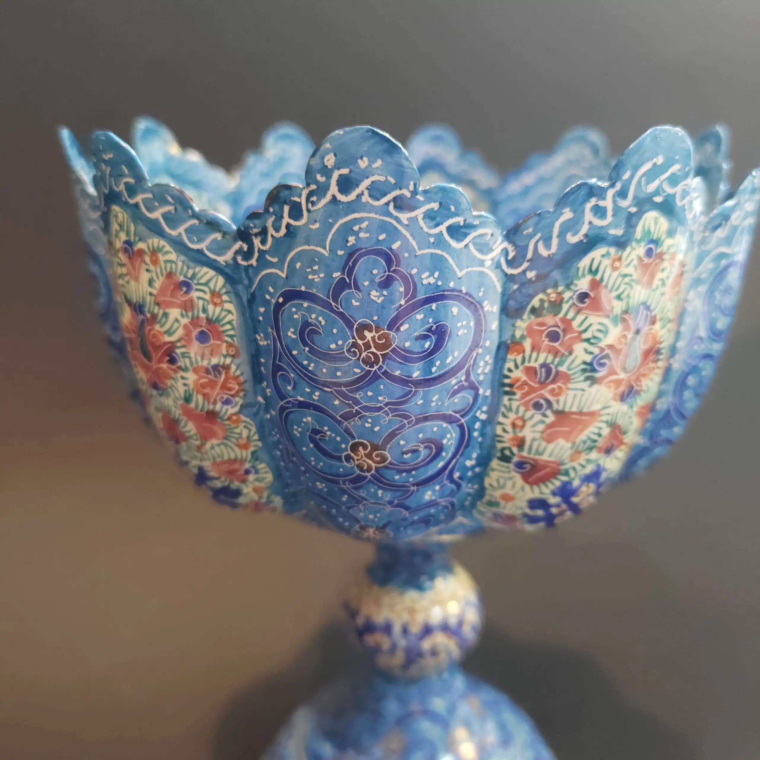 آجیل خوری پایه دار مینا کاری — تصویر ۴