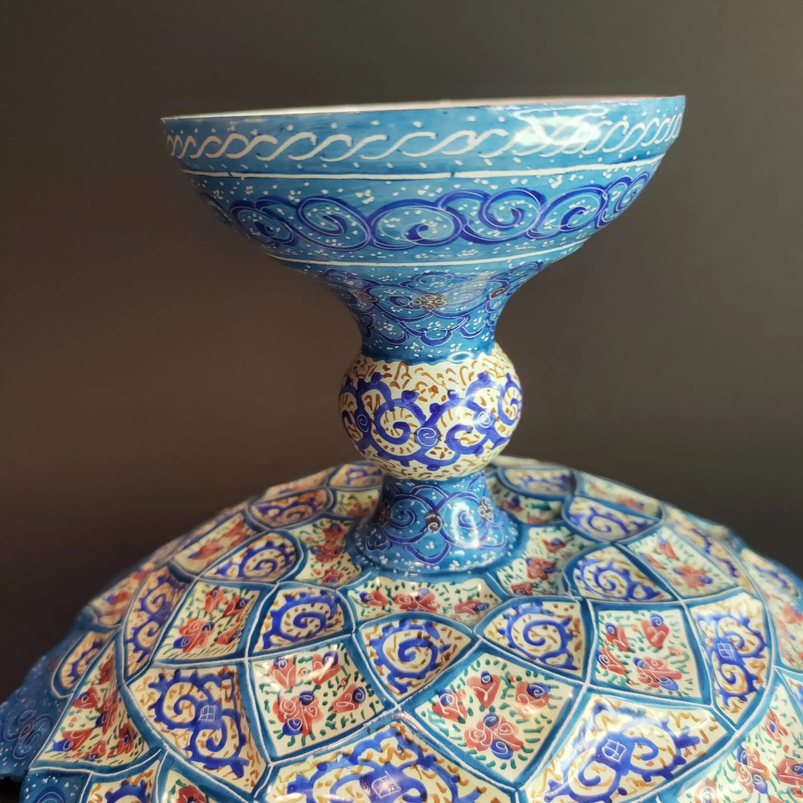 شیرینی خوری پایه دار مینا کاری — تصویر ۶