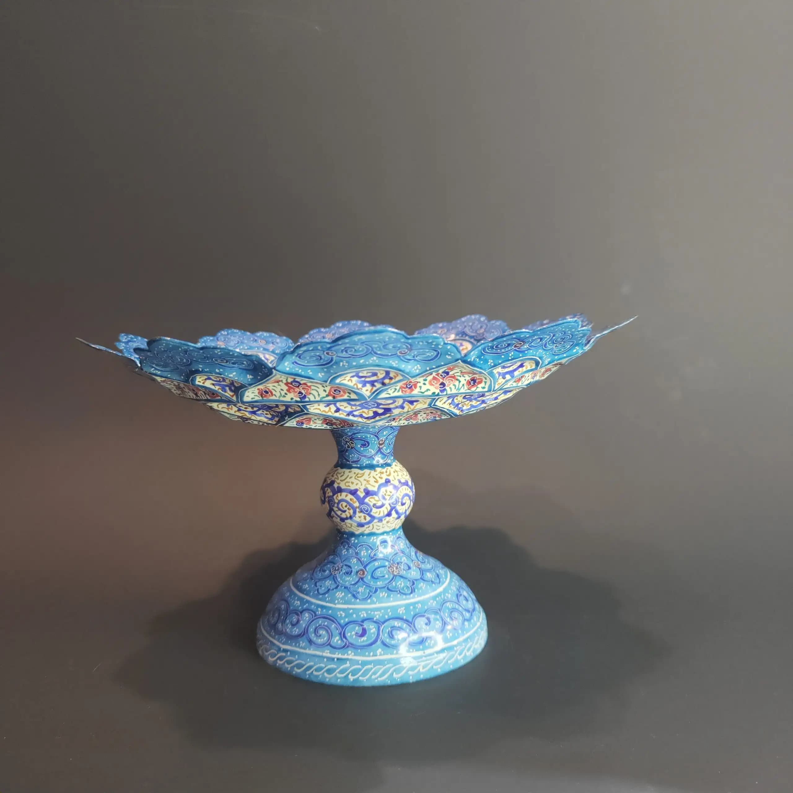 شیرینی خوری پایه دار مینا کاری — تصویر ۲