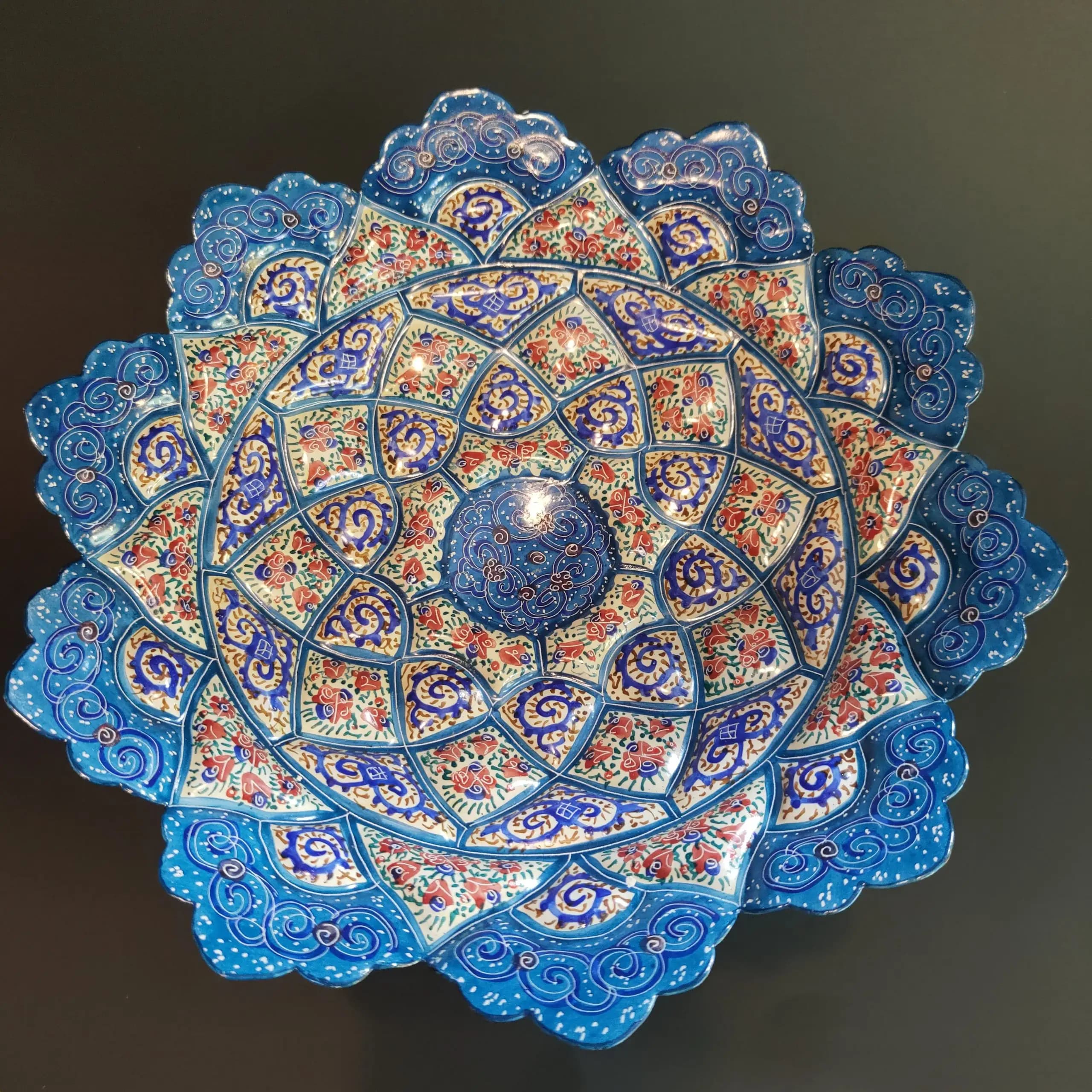 شیرینی خوری پایه دار مینا کاری