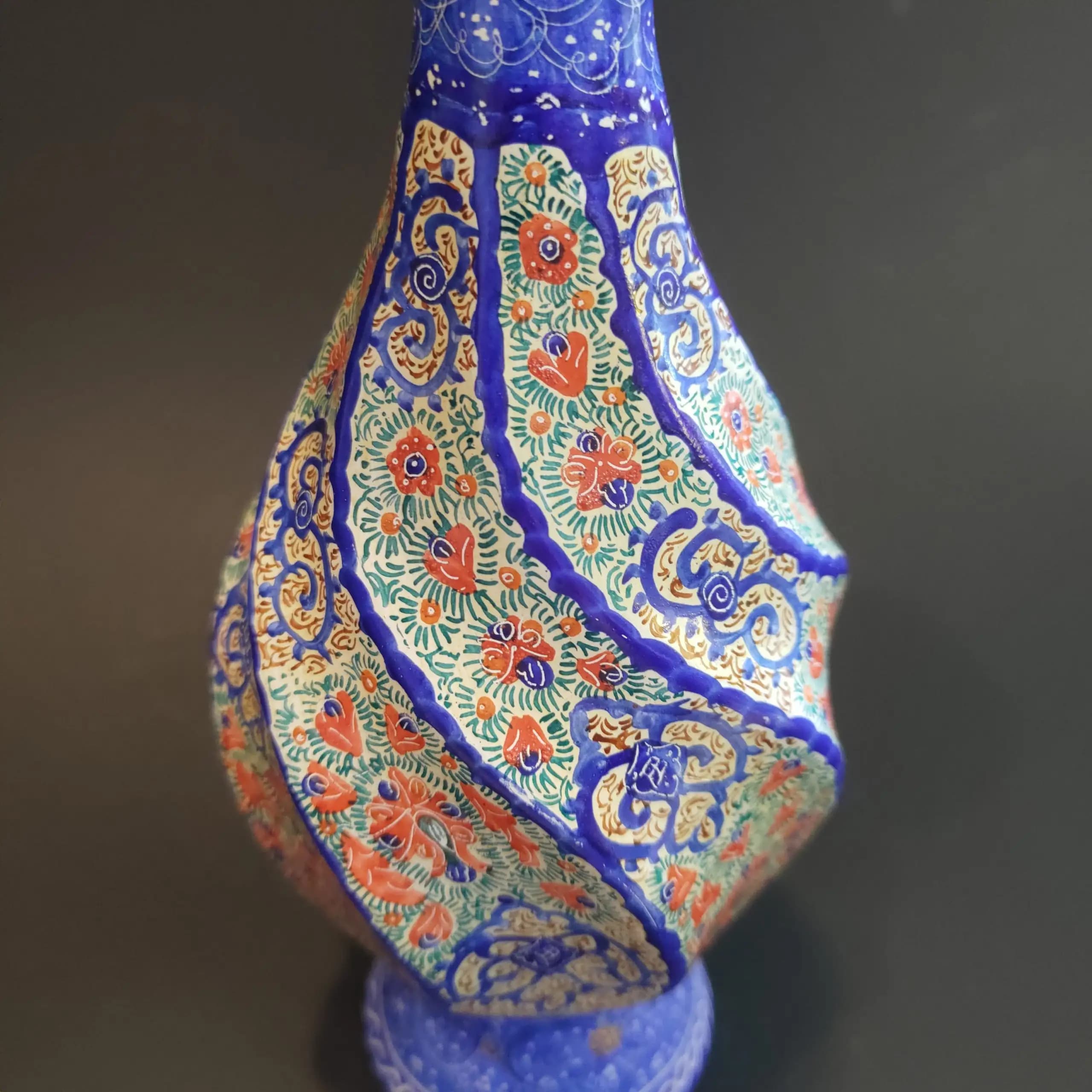 گلدان مس مینا کاری پیچ خورده سایز 25 — تصویر ۴