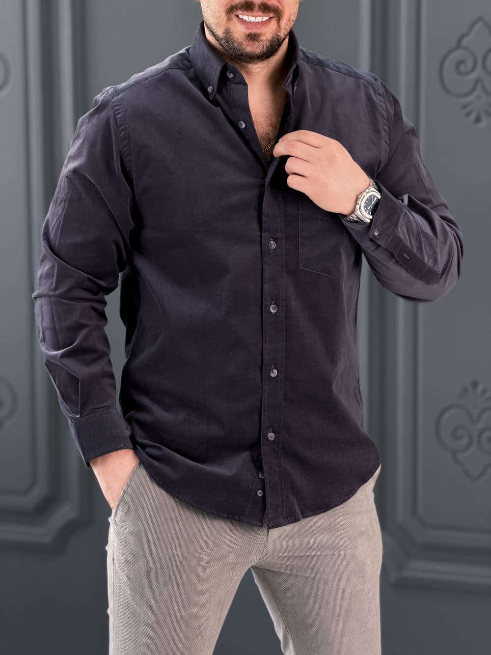 پیراهن 030804 مخمل خاکستری