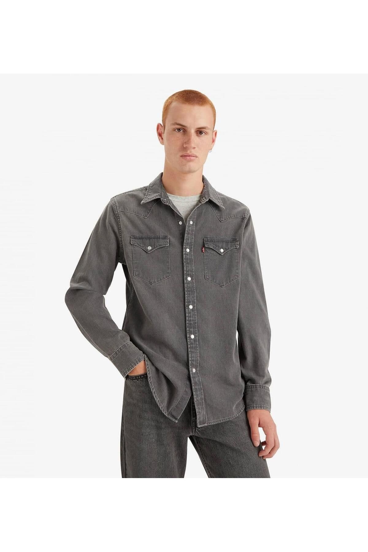 پیراهن لیوایز مردانه Pamuk – Poliamid خاکستری راسته Slim Fit/اسلیم فیت Slim/اسلیم فیت | Levi’s 85745-0148 TR