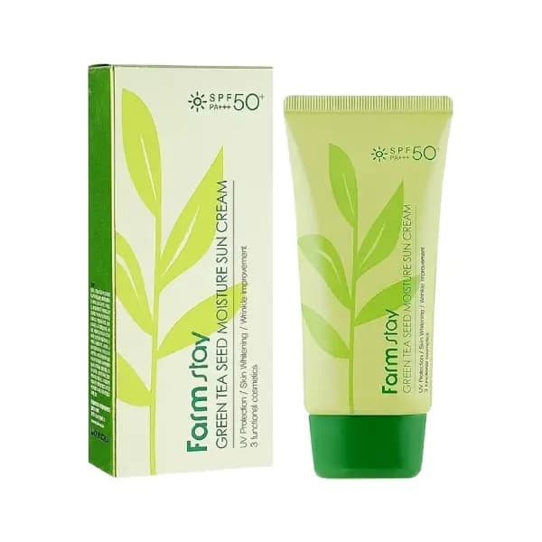 کرم ضد آفتاب SPF50 و مرطوب کننده چای سبز فارم استی Farm Stay — تصویر ۲