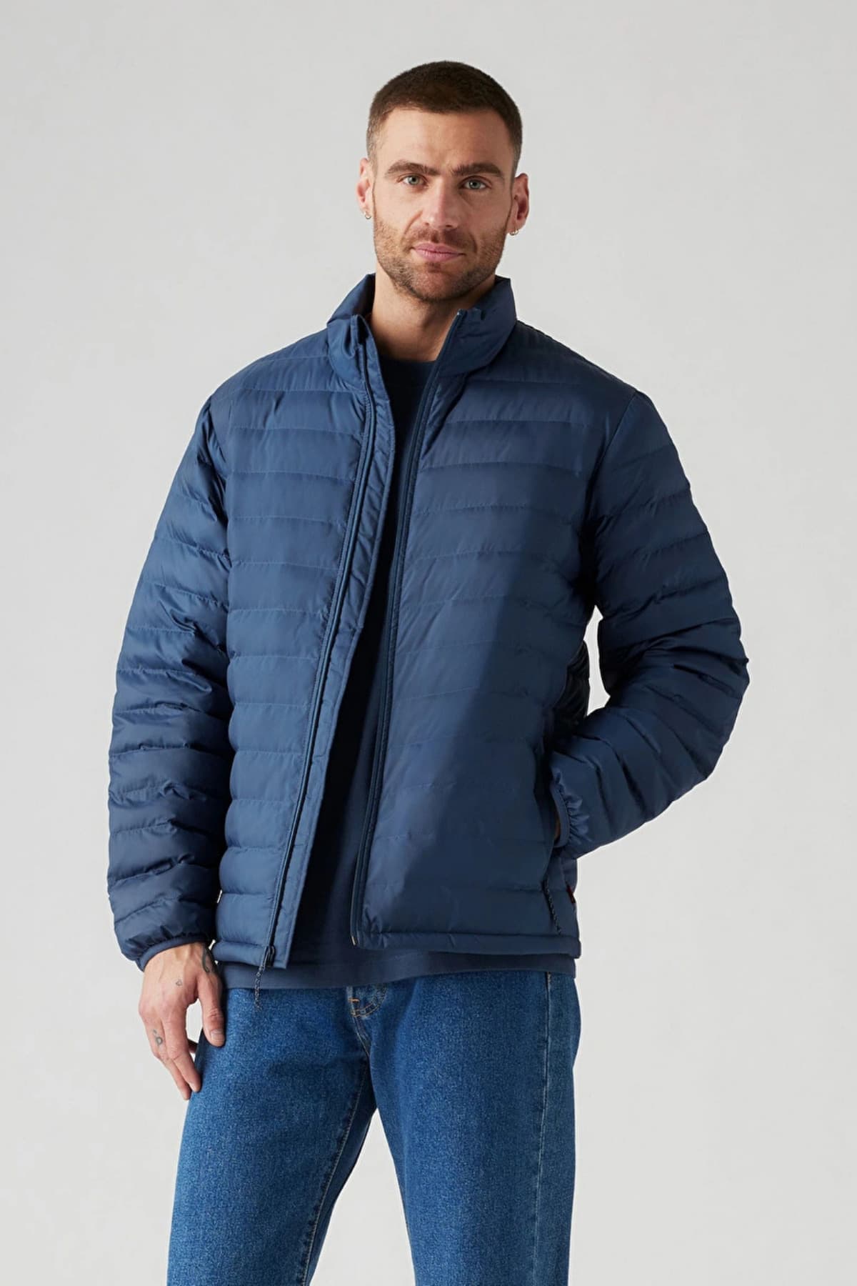 کاپشن لیوایز مردانه پلی استر آبی سرمه ای راسته Regular/رگولار پف دار Daily/روزانه | Levi’s A9449 BG