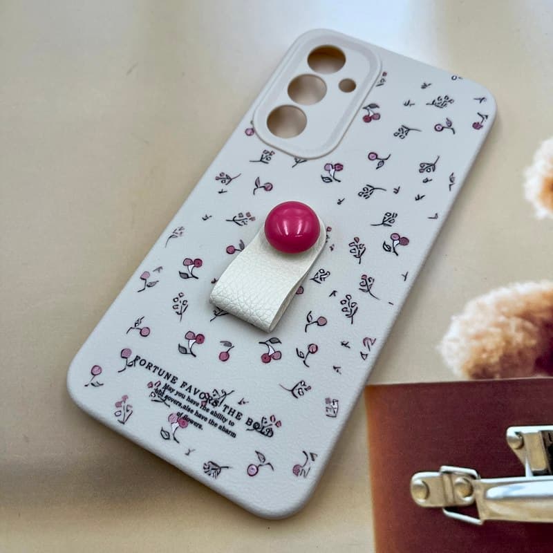 قاب گوشی Galaxy A54 سامسونگ Finger Hold سیلیکونی فینگر بند هولدری عروسکی برجسته محافظ لنز دار طرح گل کد 766513 — تصویر ۲