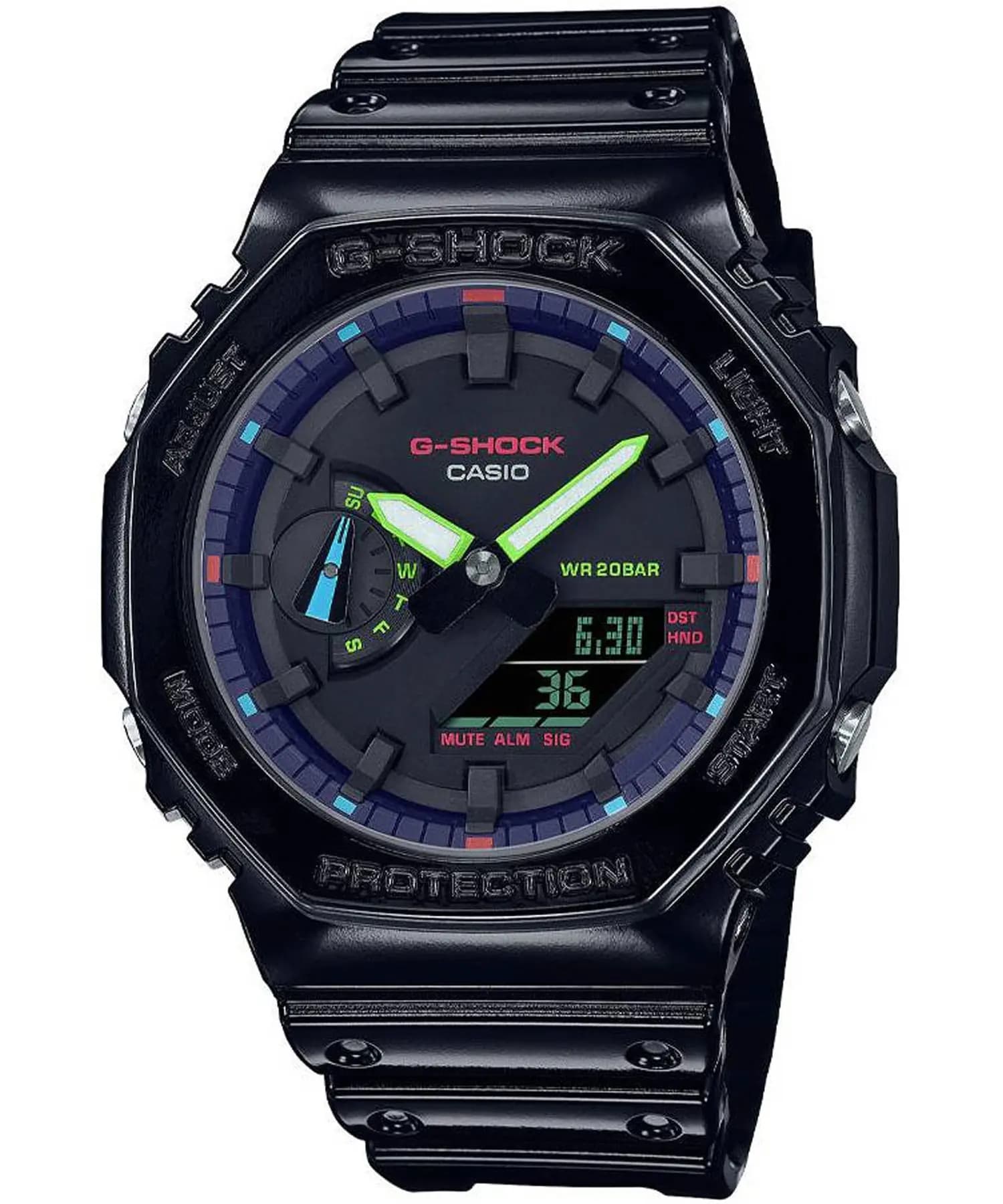 ساعت مچی مردانه اصل کاسیو (casio) زیرمجموعه جی شاک مدل GA-2100RGB-1ADR