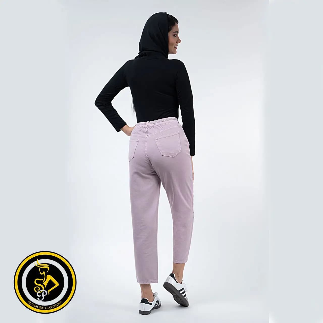 شلوار مام استایل (Mom style) کتان پشت کش قد 95 — تصویر ۸