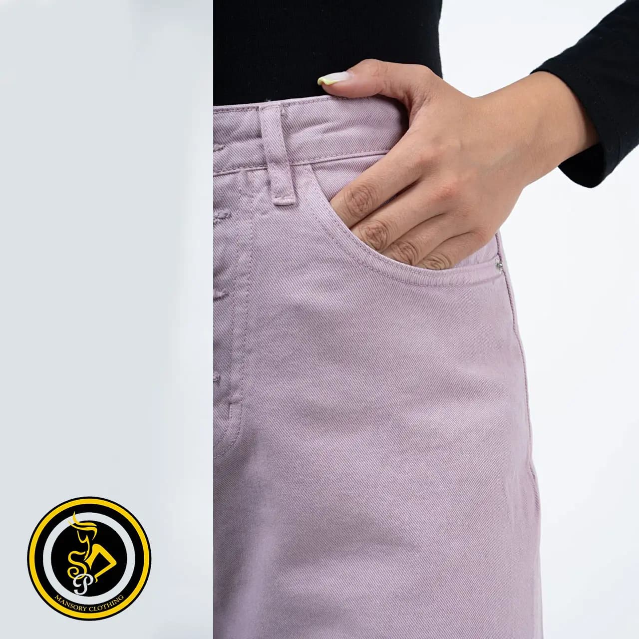 شلوار مام استایل (Mom style) کتان پشت کش قد 95 — تصویر ۷