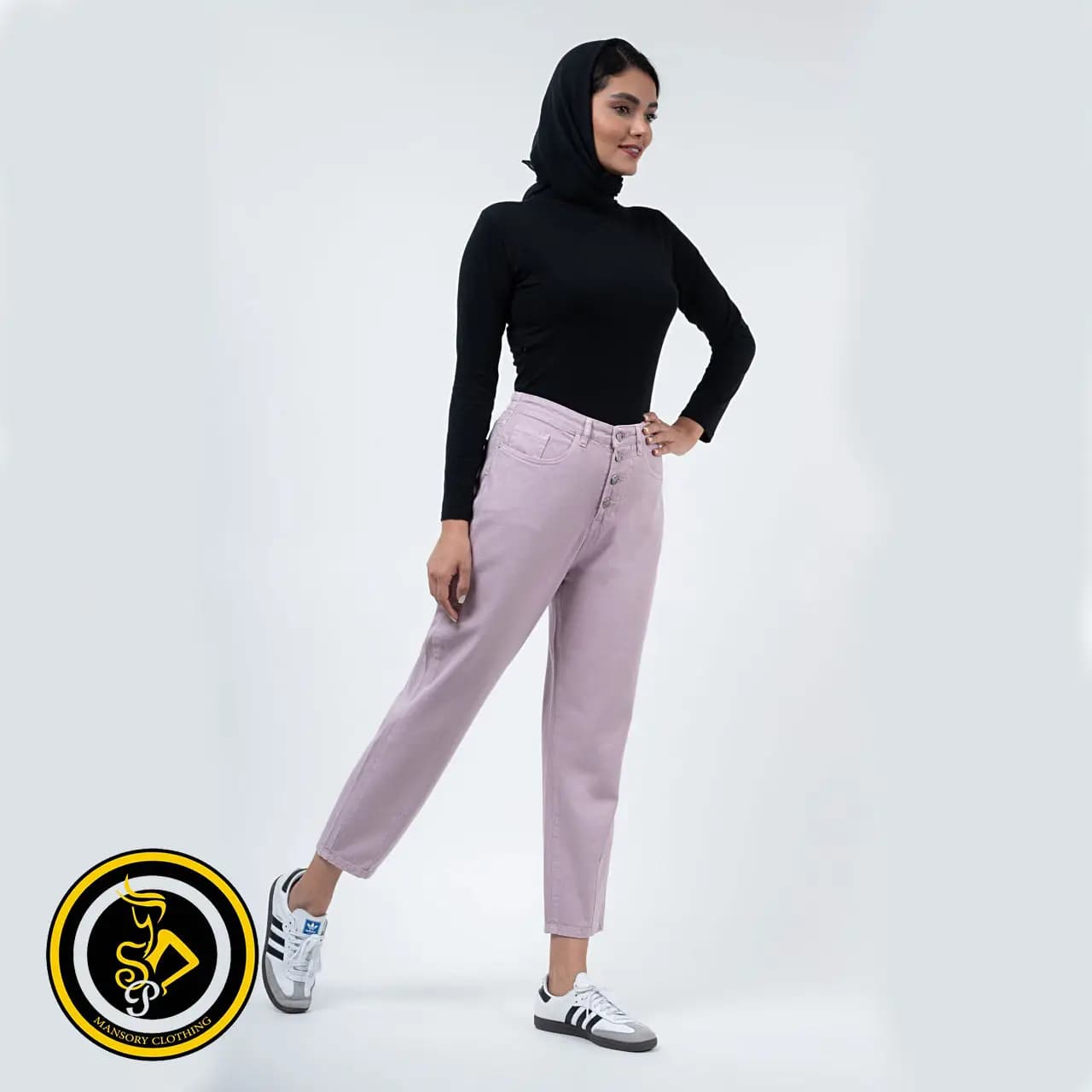 شلوار مام استایل (Mom style) کتان پشت کش قد 95 — تصویر ۵