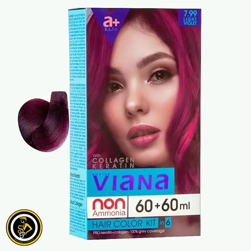کیت رنگ مو ویانا کد رنگ 7.99 شرابی روشن حجم 120 میلی لیتر