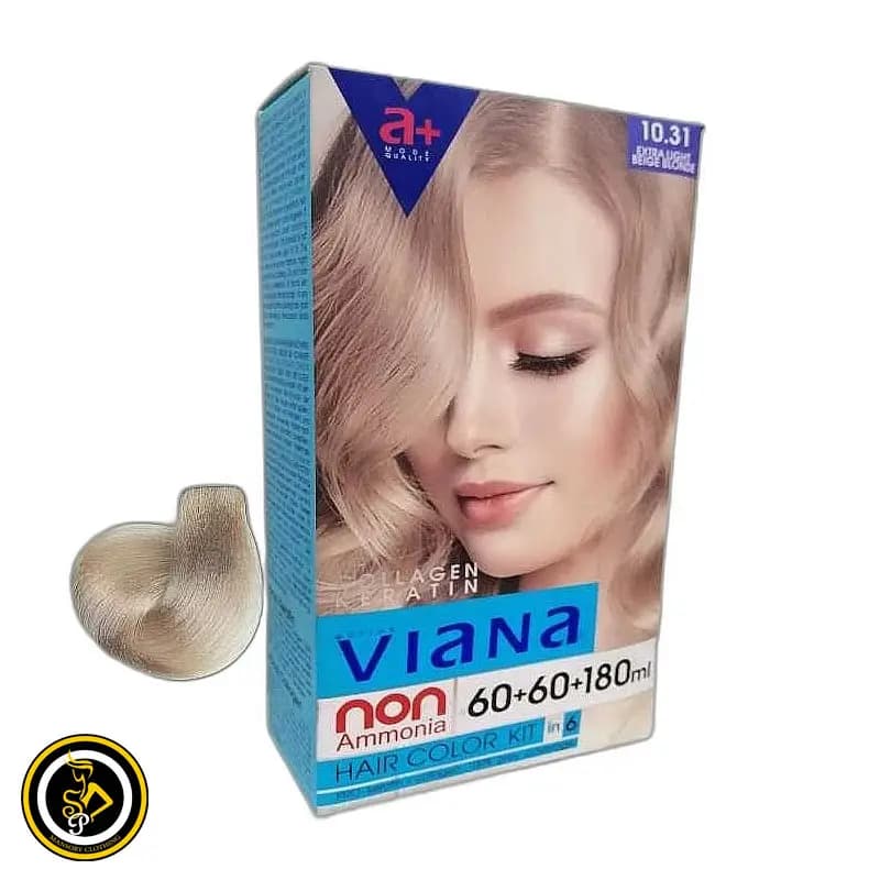 کیت رنگ مو ویانا کد رنگ 10.31 بلوند بژ خیلی خیلی روشن حجم 120 میلی لیتر
